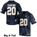 Notre Dame Fighting Irish Men's Shaun Crawford #20 Navy Blue Under Armour Authentic Stitched Big & Tall College NCAA Football Jersey WUM3799PZ